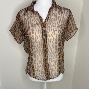 Vintage Parachute London Leopard Print Sheer Top. Large